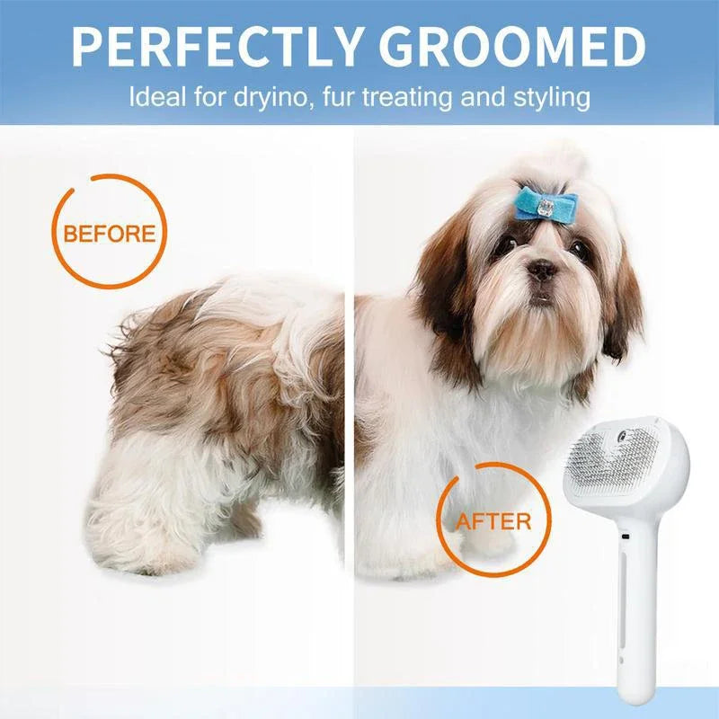 Pet Steam Massage Brush for Dogs and Cats Soft Round Head Hair Removal Comb with Spray Function Universal Grooming Tool