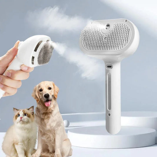 Pet Steam Massage Brush for Dogs and Cats Soft Round Head Hair Removal Comb with Spray Function Universal Grooming Tool
