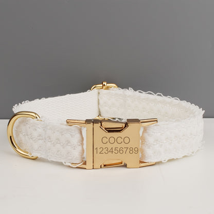 Customized Dog Collars Quick-release Buckle, Adjustable Flower Decor Lace Dog Collars, Engraved Pet Name Dog Collar, Durable And Comfortable